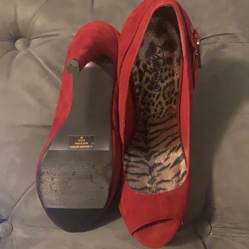 Red Delicious Suede High Heels